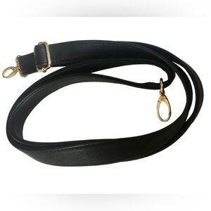 Adjustable Faux Leather Long Handbag Purse Strap Handle Black Gold Hardware 28”